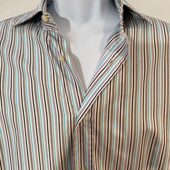 ETRO Men’s Striped Button Down Shirt Sz M or 41 - Picture 3 of 7